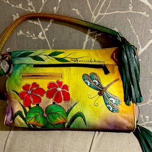Anuschka hand painted leather handbag, shoulder bag